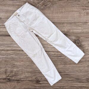 SANCTUARY Ivory Cream White Utility Chino Crop Ankle Frayed Hem Pants 25